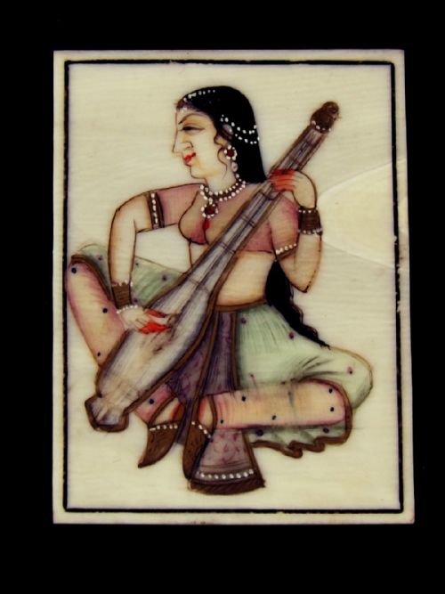 SET 5 PAINTED INDIAN MINIATURES ON IVORY 1900 - ADDITIONAL PHOTO 3