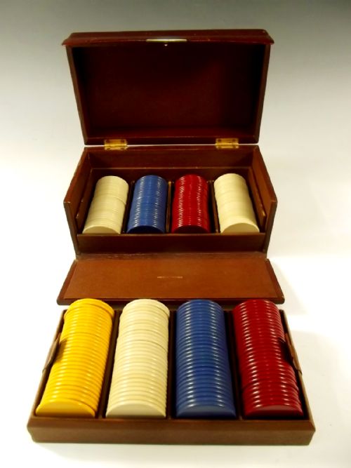 ASPREY MOROCCAN LEATHER SILVER GAMING BOX 1922 - ADDITIONAL PHOTO 2