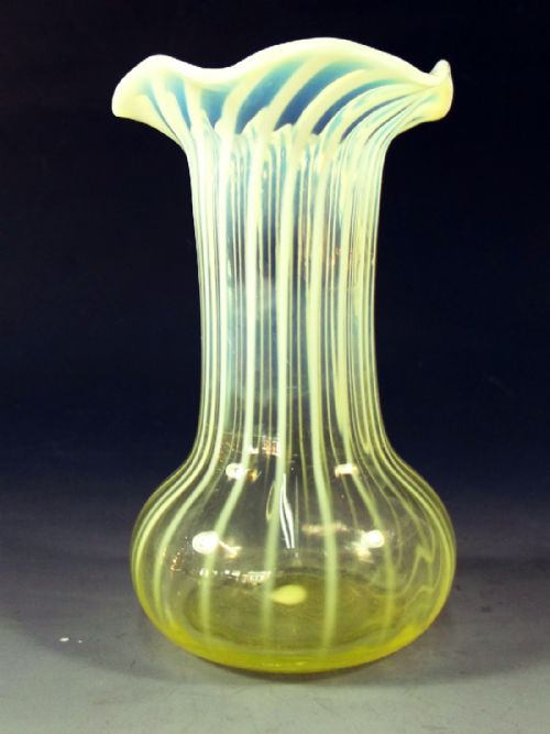 victorian powell straw opal glass bud vase - CATEGORY: ANTIQUE VASES - DATED 1890