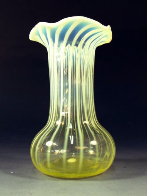 VICTORIAN POWELL STRAW OPAL GLASS BUD VASE - ADDITIONAL PHOTO 1