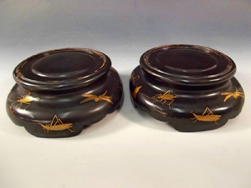 pr japanese lacquer stands gilded with insects meiji period - CATEGORY: ANTIQUE MISCELLANEOUS - DATED 1890