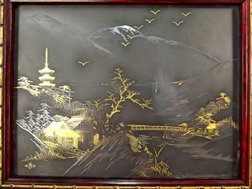 PR JAPANESE FRAMED IRON KOMAI STYLE PLAQUES MEIJI PERIOD - ADDITIONAL PHOTO 4