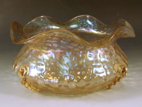 bohemian kralik iridescent glass bowl c1900 - CATEGORY: ANTIQUE GLASS - DATED 1900