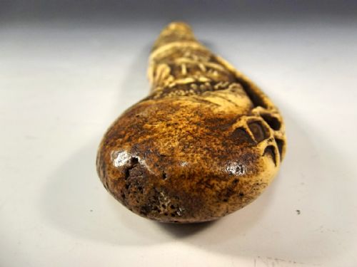 JAPANESE CARVED STAG ANTLER PIPE CASE KISERUTUTZU EDO PERIOD - ADDITIONAL PHOTO 5