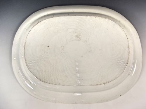 19TH CENTURY STAFFORDSHIRE POTTERY BLUE WHITE MEAT DISH - ADDITIONAL PHOTO 3