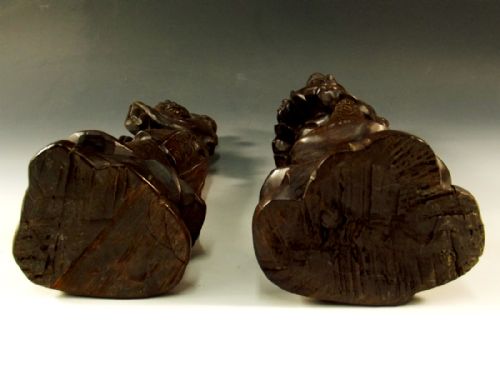 PR 19TH C CHINESE HARDWOOD SILVER INLAID FIGURES - ADDITIONAL PHOTO 2