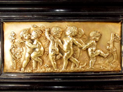 FRENCH BRONZE CHERUB PLAQUE SIGNED A MOREAU C1860 - ADDITIONAL PHOTO 1