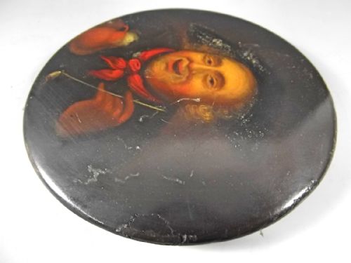 HAND PAINTED PAPIER MACHE SNUFF BOX C1850 EROTIC INTERIOR - ADDITIONAL PHOTO 5