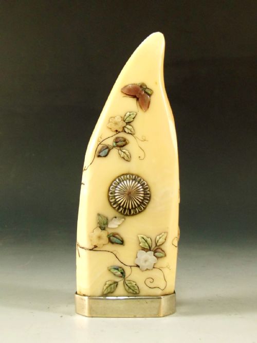 japanese meiji period ivory shibayama silver toggle - CATEGORY: ANTIQUE MISCELLANEOUS - DATED 1890