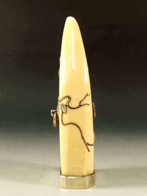 JAPANESE MEIJI PERIOD IVORY SHIBAYAMA SILVER TOGGLE - ADDITIONAL PHOTO 2