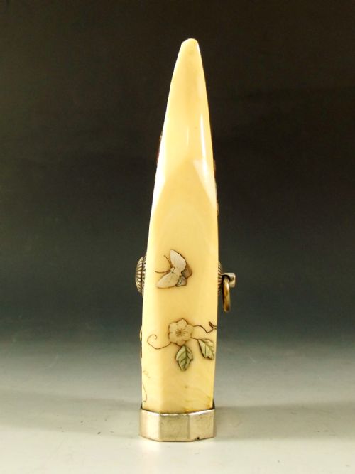JAPANESE MEIJI PERIOD IVORY SHIBAYAMA SILVER TOGGLE - ADDITIONAL PHOTO 3