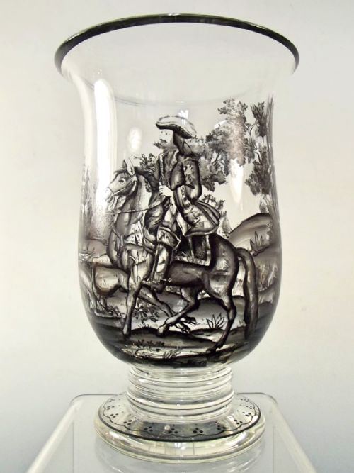 19th century bohemian schwarzlot enamel beaker - CATEGORY: ANTIQUE GLASS - DATED 1850