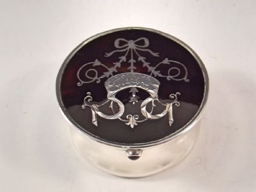 english hallmarked silver tortoiseshell pill box 1910 - CATEGORY: ANTIQUE SILVER - DATED 1910