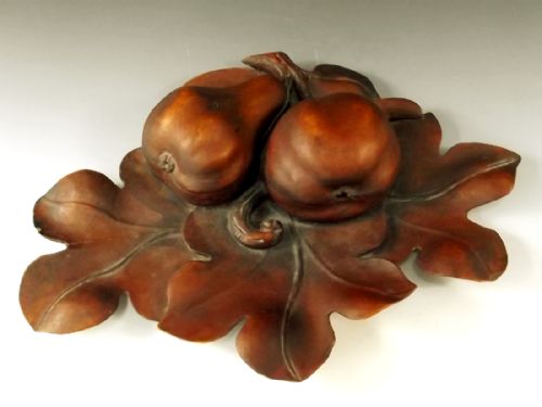 black forest apple pear double inkwell - CATEGORY: ANTIQUE MISCELLANEOUS - DATED 1860