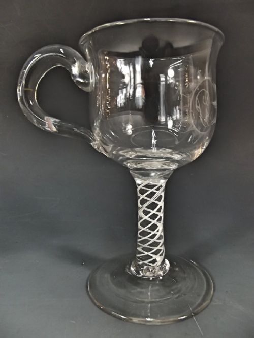 18TH CENTURY GLASS CUSTARD CUP WITH COTTON TWIST STEM - ADDITIONAL PHOTO 1