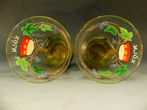 PAIR ART NOUVEAU ORIVIT PEWTER MOUNTED ENAMELLED GLASSES - ADDITIONAL PHOTO 5