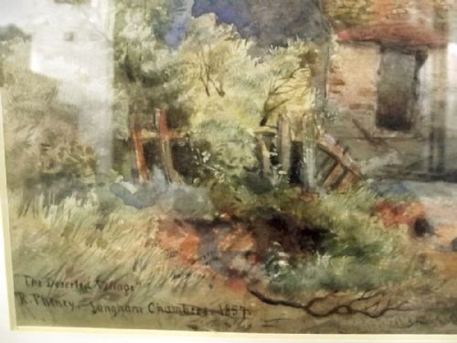RICHARD PHENEY THE DESERTED VILLAGE 19TH C WATERCOLOUR - ADDITIONAL PHOTO 3