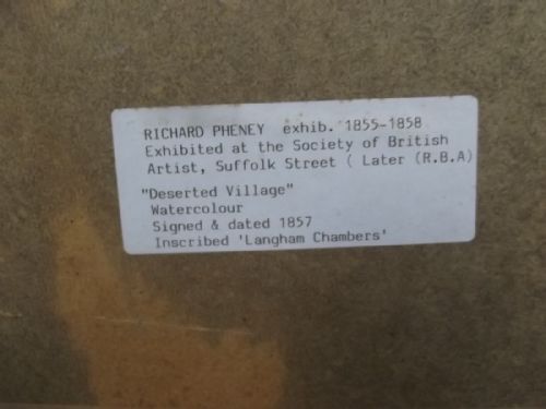 RICHARD PHENEY THE DESERTED VILLAGE 19TH C WATERCOLOUR - ADDITIONAL PHOTO 6
