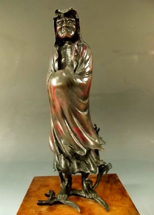 JAPANESE MEIJI PERIOD BRONZE FIGURE OF DARUMA - ADDITIONAL PHOTO 1