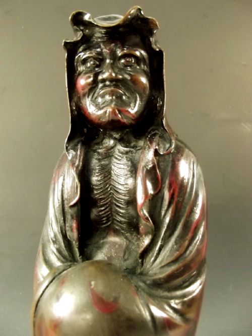 JAPANESE MEIJI PERIOD BRONZE FIGURE OF DARUMA - ADDITIONAL PHOTO 3