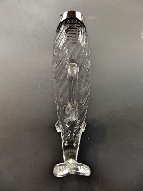 MOST UNUSUAL SILVER PLATE CUT GLASS FISH DECANTER C1880 - ADDITIONAL PHOTO 1