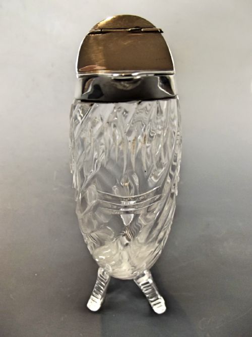 MOST UNUSUAL SILVER PLATE CUT GLASS FISH DECANTER C1880 - ADDITIONAL PHOTO 3