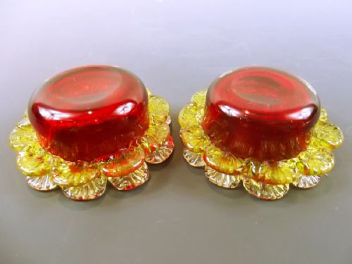 PAIR APPLIED CRANBERRY GLASS SILVER PLATE SALT SERVERS C1890 - ADDITIONAL PHOTO 4