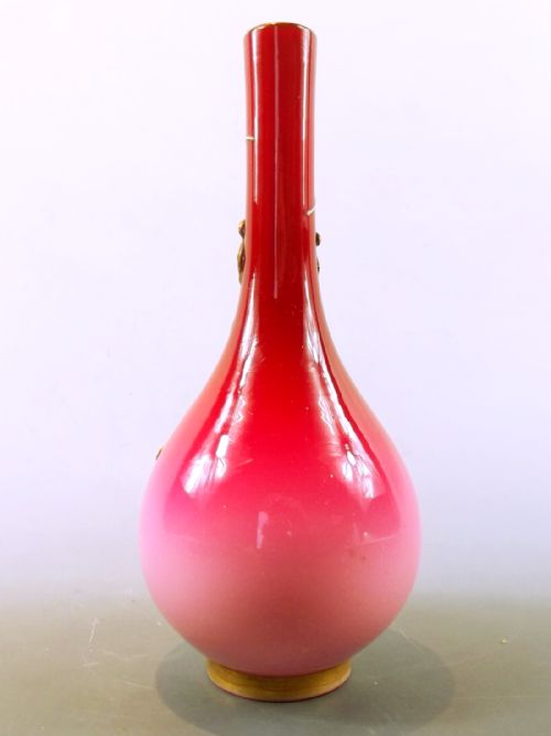 HARRACH PEACHBLOW GLASS VASE RAISED GILT DECORATION - ADDITIONAL PHOTO 2