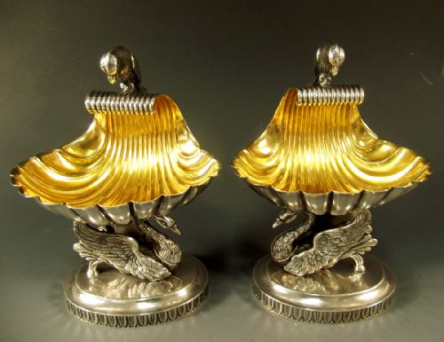 PAIR RUSSIAN SILVER SWAN SALT SERVERS MOSCOW 1889 - ADDITIONAL PHOTO 1