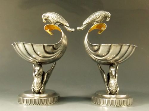 PAIR RUSSIAN SILVER SWAN SALT SERVERS MOSCOW 1889 - ADDITIONAL PHOTO 2