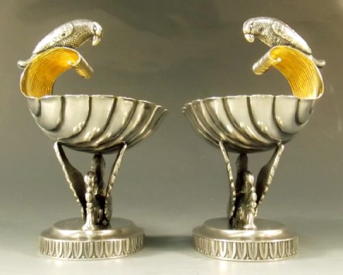 PAIR RUSSIAN SILVER SWAN SALT SERVERS MOSCOW 1889 - ADDITIONAL PHOTO 4