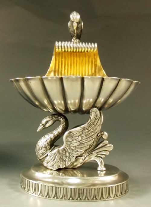 PAIR RUSSIAN SILVER SWAN SALT SERVERS MOSCOW 1889 - ADDITIONAL PHOTO 6
