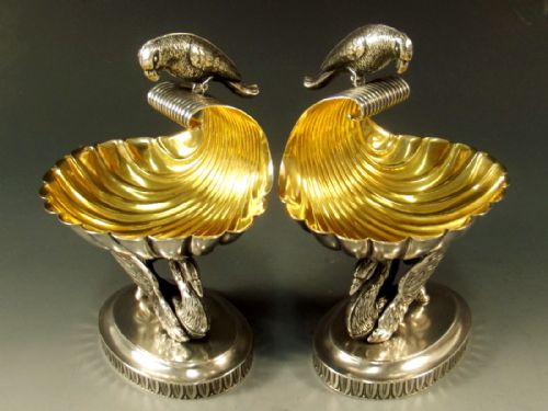 PAIR RUSSIAN SILVER SWAN SALT SERVERS MOSCOW 1889 - ADDITIONAL PHOTO 7