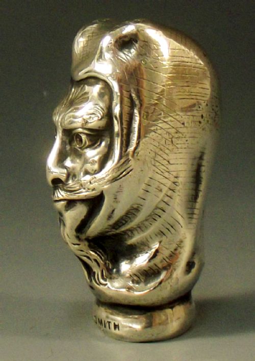 19TH CENTURY STERLING SILVER CANE HANDLE OF MESTOPHELES - ADDITIONAL PHOTO 1