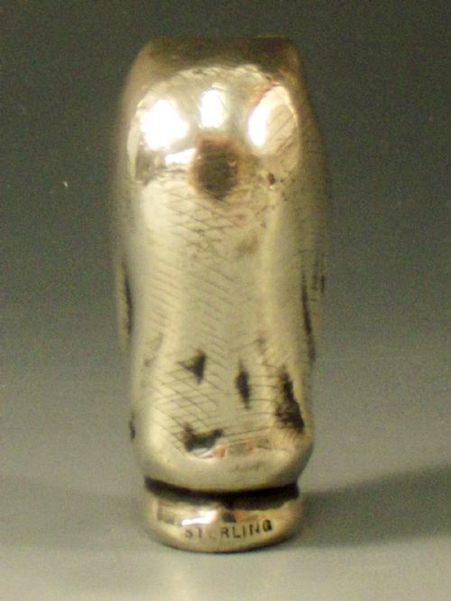 19TH CENTURY STERLING SILVER CANE HANDLE OF MESTOPHELES - ADDITIONAL PHOTO 3