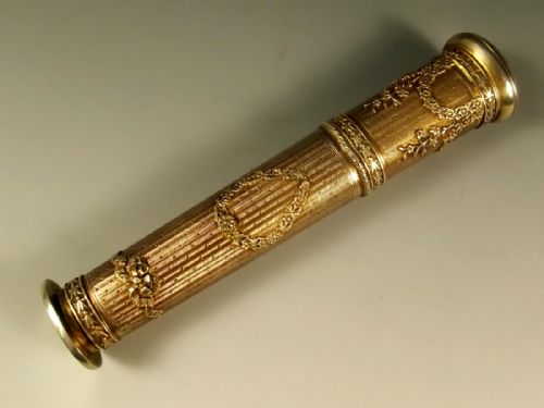 19th century french silver gilt quill holder seal - CATEGORY: ANTIQUE SILVER - DATED 1860