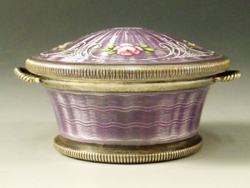 CHARMING CONTINENTAL STERLING SILVER ENAMEL BASKET PILL BOX 1911 - ADDITIONAL PHOTO 3