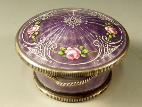 CHARMING CONTINENTAL STERLING SILVER ENAMEL BASKET PILL BOX 1911 - ADDITIONAL PHOTO 6