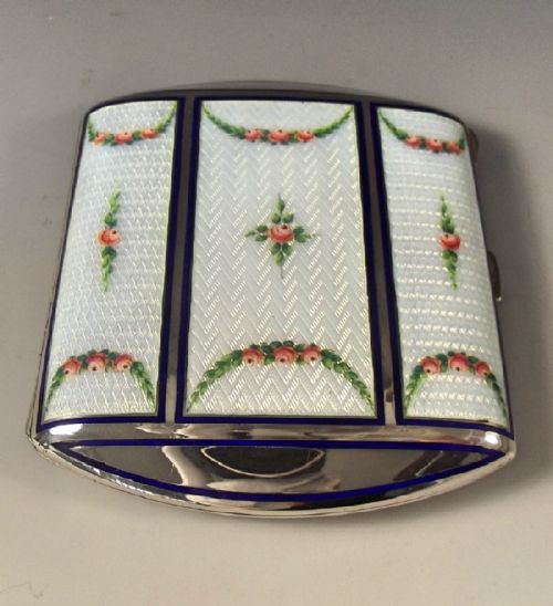 continental sterling silver enamel floral cigarette case - CATEGORY: ANTIQUE SILVER - DATED 1910