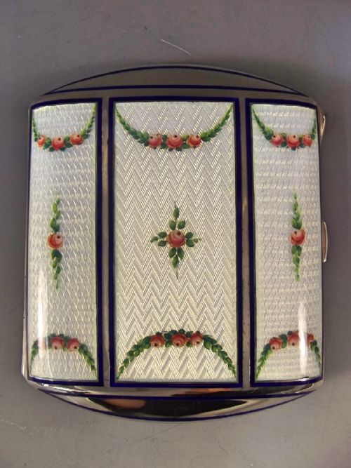 CONTINENTAL STERLING SILVER ENAMEL FLORAL CIGARETTE CASE - ADDITIONAL PHOTO 1