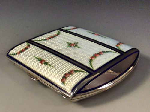 CONTINENTAL STERLING SILVER ENAMEL FLORAL CIGARETTE CASE - ADDITIONAL PHOTO 2