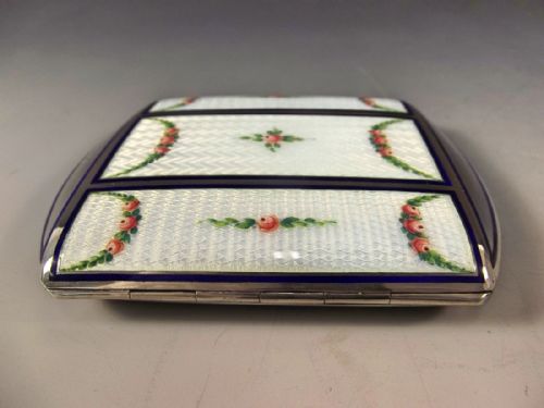 CONTINENTAL STERLING SILVER ENAMEL FLORAL CIGARETTE CASE - ADDITIONAL PHOTO 3