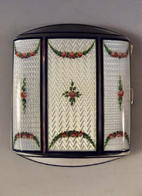 CONTINENTAL STERLING SILVER ENAMEL FLORAL CIGARETTE CASE - ADDITIONAL PHOTO 9