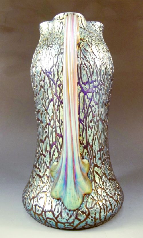 LOETZ BLUE CRACKLE FORMOSA VASE GOLDEN HANDLES - ADDITIONAL PHOTO 4