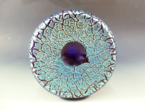 LOETZ BLUE CRACKLE FORMOSA VASE GOLDEN HANDLES - ADDITIONAL PHOTO 5