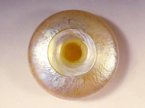 LOETZ GOLD OVER CITRON PAPILLON GLASS SQUAT VASE - ADDITIONAL PHOTO 6