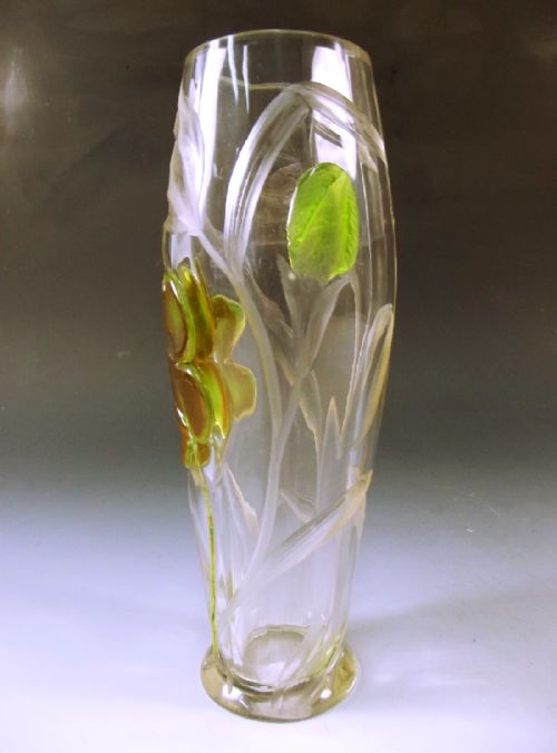 MOSER CRYSTAL INTAGLIO CAMEO CUT GLASS VASE C1920 - ADDITIONAL PHOTO 1