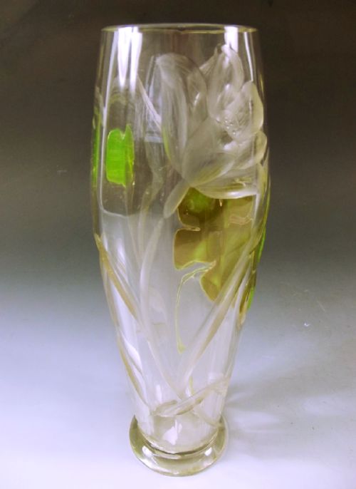 MOSER CRYSTAL INTAGLIO CAMEO CUT GLASS VASE C1920 - ADDITIONAL PHOTO 2