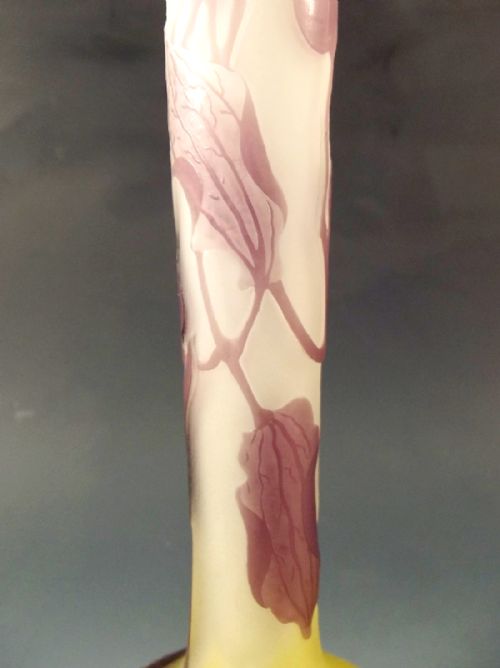 EMILE GALLE 3 COLOUR CLEMATIS CAMEO GLASS VASE C1900 - ADDITIONAL PHOTO 4