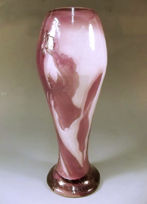 EMILE GALLE MARTELLE MAUVE PUG IRIS CAMEO GLASS VASE - ADDITIONAL PHOTO 1